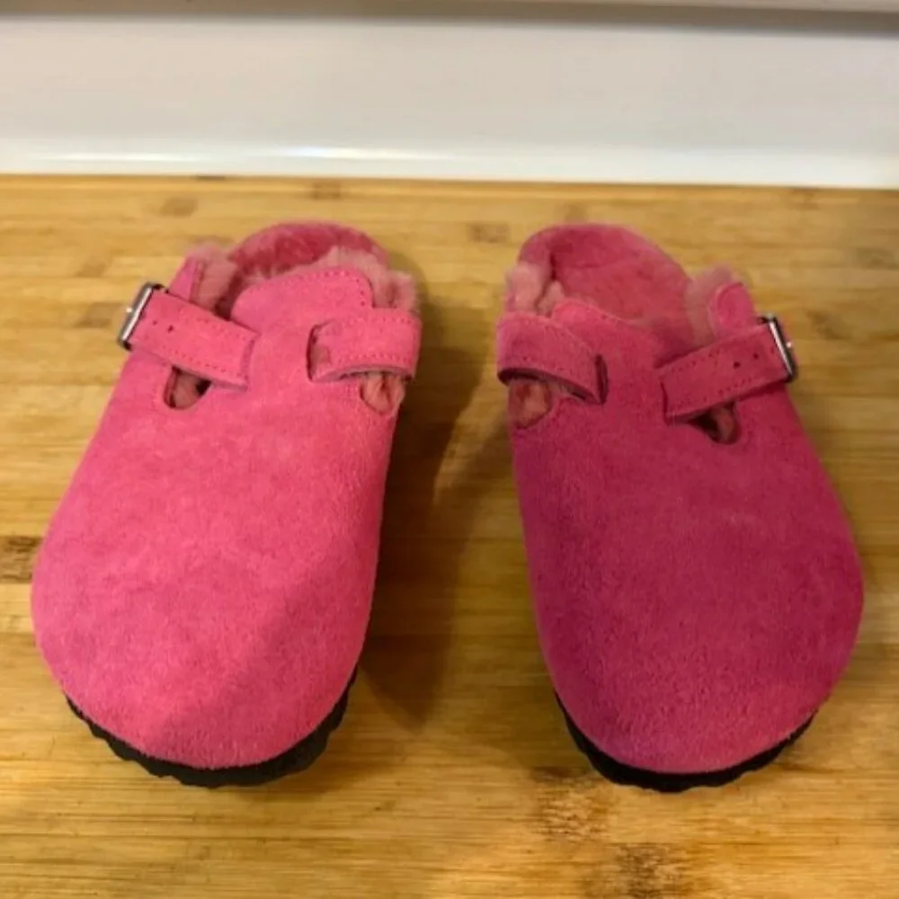 NWOT - Birkenstock Boston Genuine Shearling Lined Clog -  HOT PINK - Picture 14 of 16